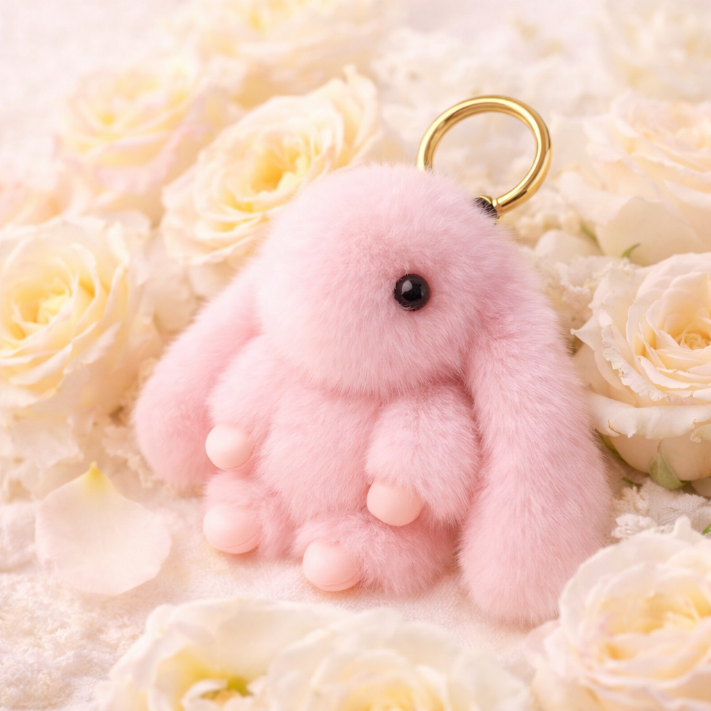 Fluffy Bunny - Plüschkaninchen Anhänger mit großen Ohren