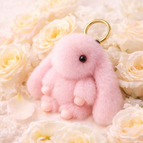 Fluffy Bunny - Plüschkaninchen Anhänger mit großen Ohren